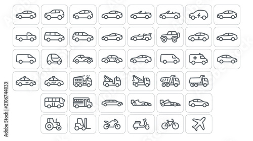 Various types of vehicle icons.