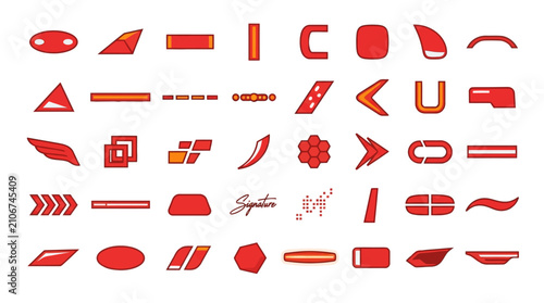 Collection of various red road signs.