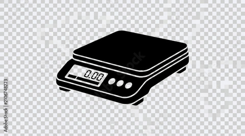 Digital kitchen scale vector illustration silhouette isolated on white background for food weight measurement
