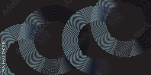 Blue abstract background with glowing circles. Swirl circular lines pattern. Geometric spiral. Twirl element. Modern graphic design. Futuristic technology