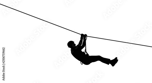 Man ziplining in the air.