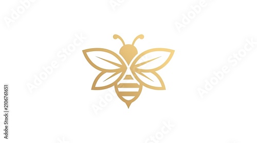 Gold line art honey bee icon.