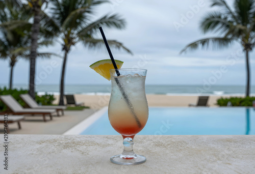 Tropical cocktail with a st...