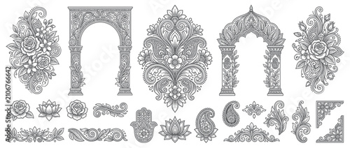 Bild auf Leinwand Intricate Floral Archways and Ornate Decorative Elements Collection