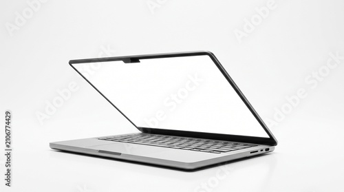 Foto Sleek ultrabook laptop open on white surface