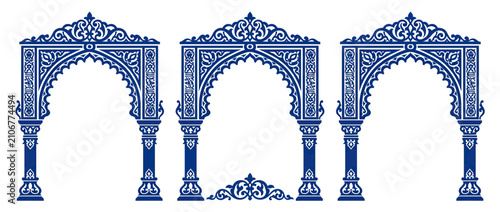 Ornate Blue Architectural Arches Decorative Element