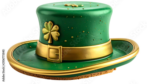 Green hat w/gold trim & shamrock, St. Patrick's day themed