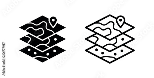 Layered Maps and GIS Location Pin Icon
