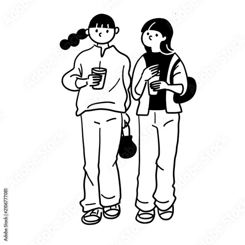 Two Women Walking: Poses