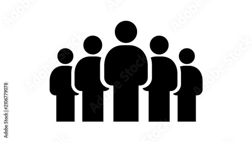 Group of people icons animation appearing on screen white background motion.