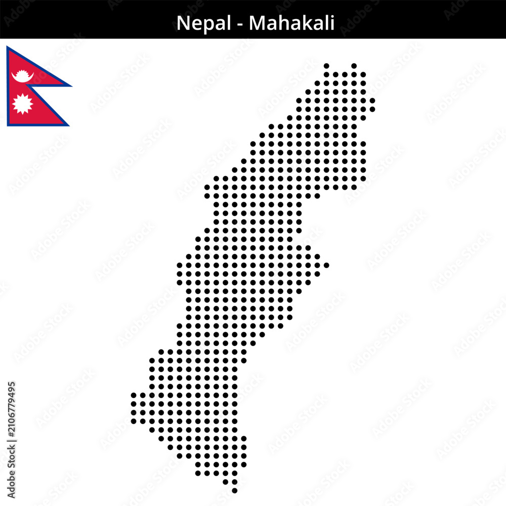 Obraz premium Map of Nepal region Mahakali in medium size dots