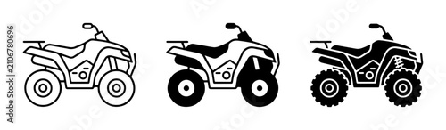 Quad Bike Icons, ATV Vector Graphics, All-Terrain Vehicle Set