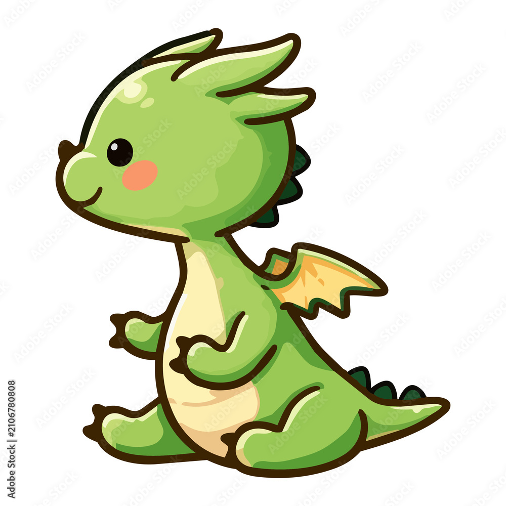 Obraz premium Cute and Kawaii Dragon Illustration - Clipart