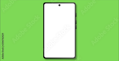 Realistic mobile phone mockup featuring a blank display screen set on a green screen chroma key background for showcase.