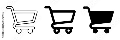 3 Shopping Cart Icons, Outline and Solid Styles, for E-commerce and Retail