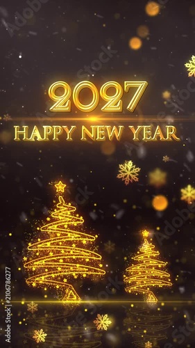 Mobile Vertical Resolution 2160 × 3840 Pixels, 2027 Happy New Year Greetings Background, 

Suitable for New Year Party, Holiday Seasons, New Year Greetings, 

Happy New Year Countdown Opener for 2027