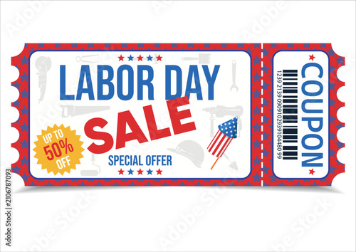 Labor Day Sale Promotional Coupon Voucher Design