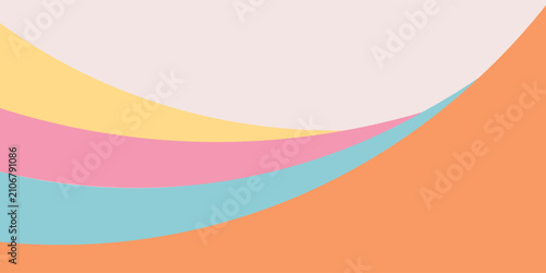 Foto Vibrant wave pattern vector background with overlapping smooth curves in high contrast pastel colors and ample copy space