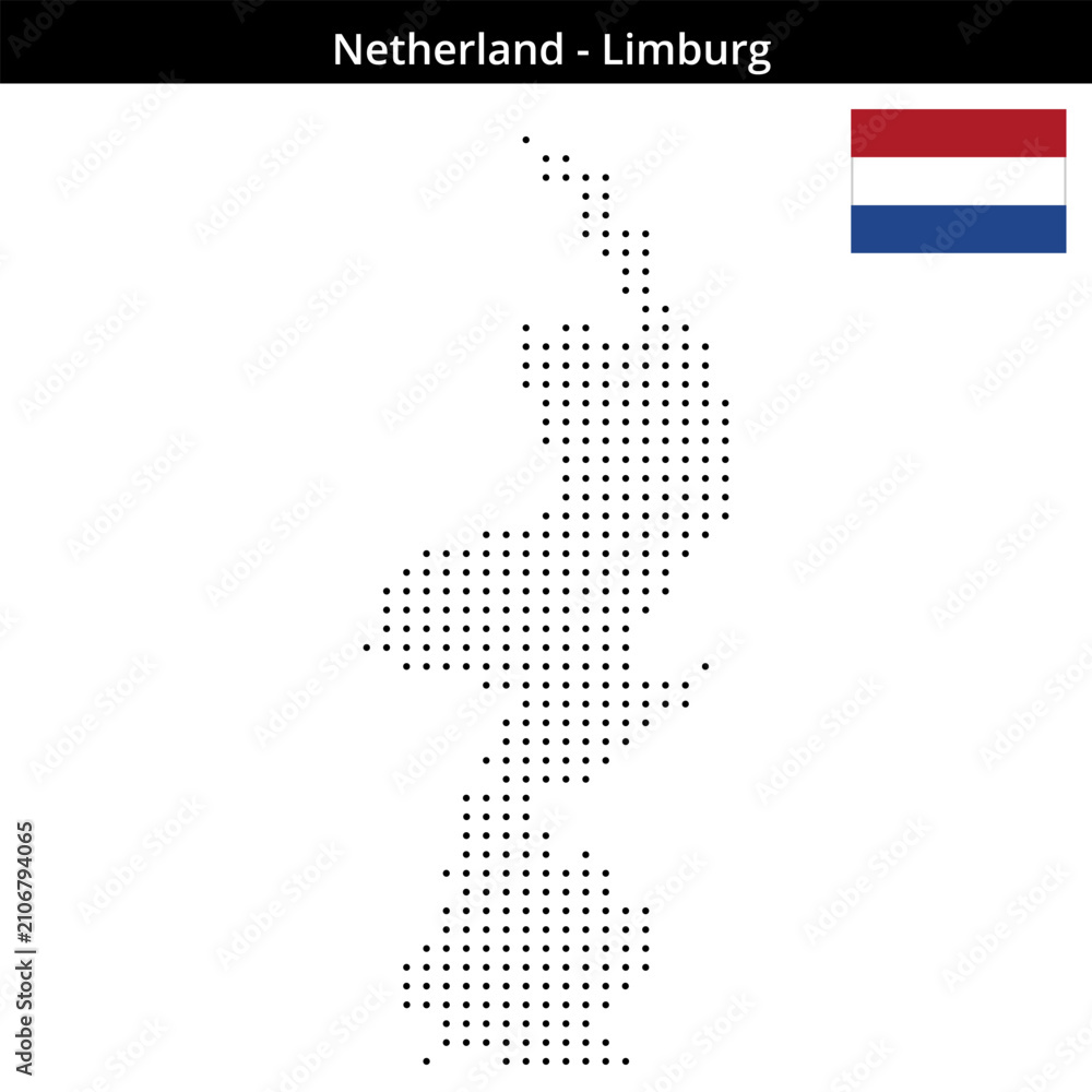 Obraz premium Map of Netherland region Limburg in small size dots