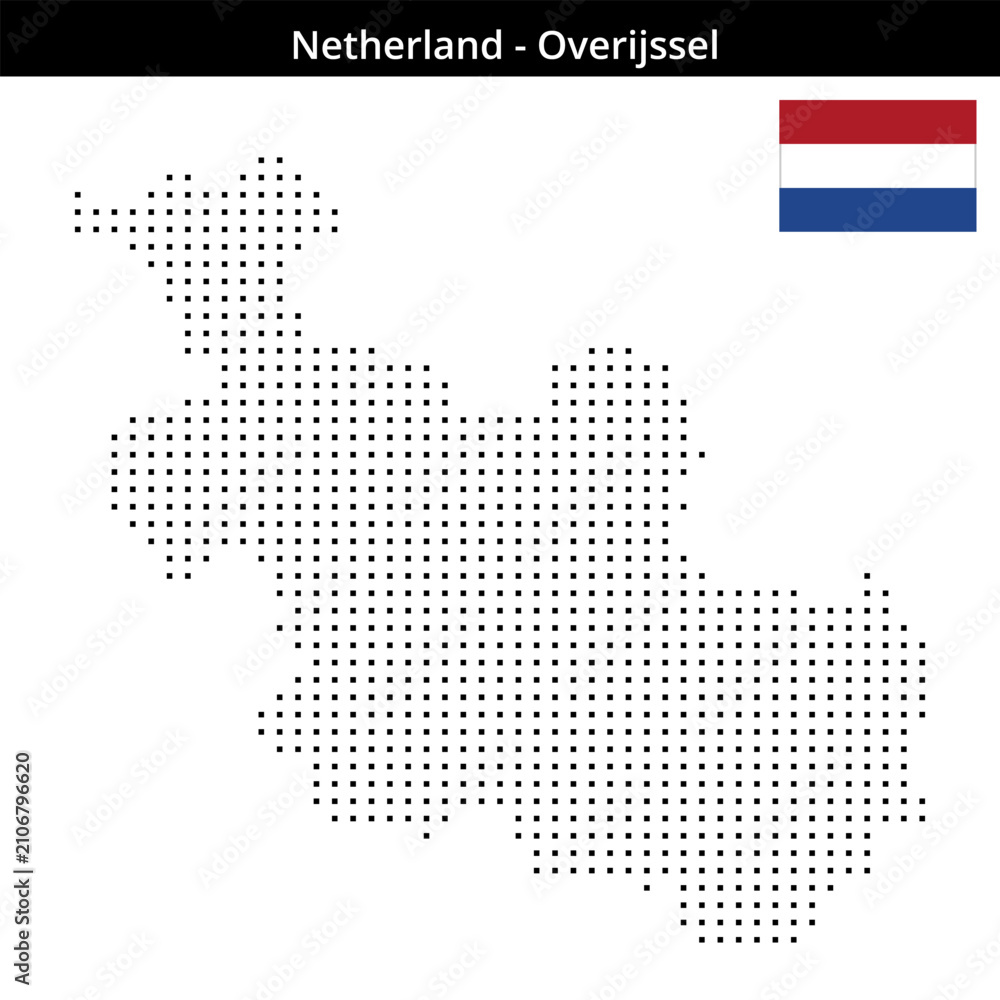 Obraz premium Map of Netherland region Overijssel in small size square dots