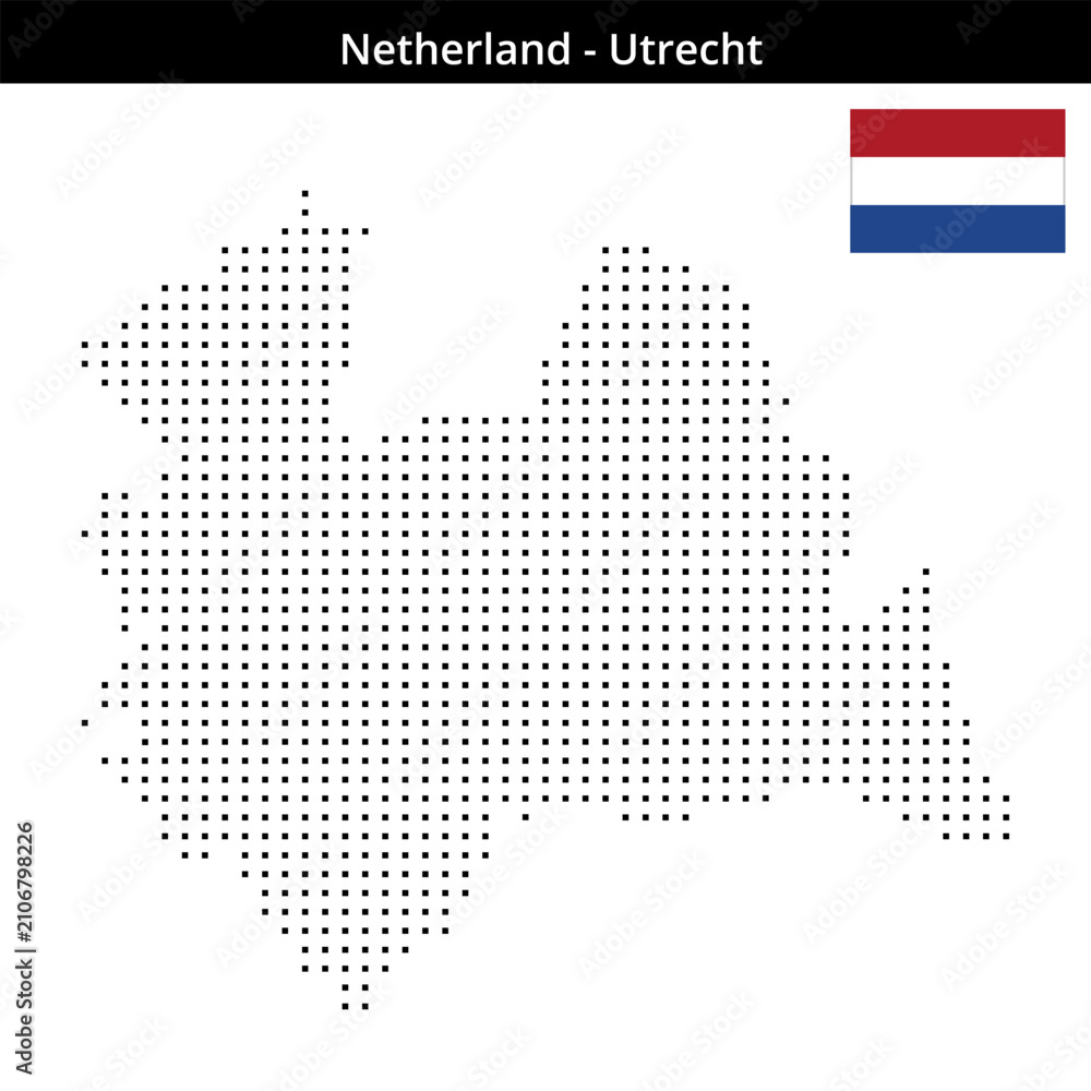 Fototapeta premium Map of Netherland region Utrecht in small size square dots