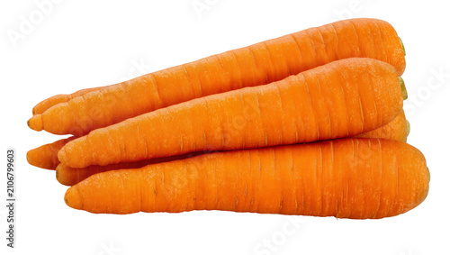 Isolated fresh orange carrots vegetable group, delicious and healthy raw food ingredients