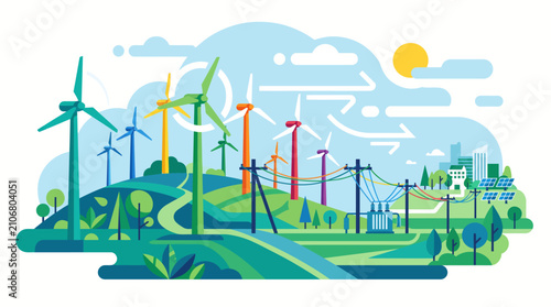 Sustainable Wind Energy Power Generation with Modern Technology and Environmental Protection.