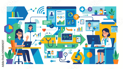 Telemedicine Concept with Doctors and Online Medical Services.