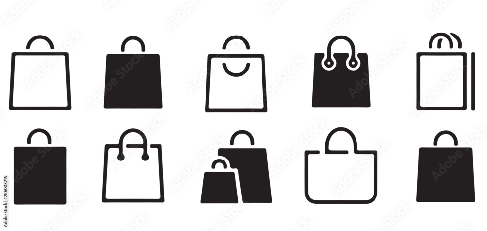 Fototapeta premium Shopping Bag Icons Collection for Retail and Ecommerce Vector illustrator eps10