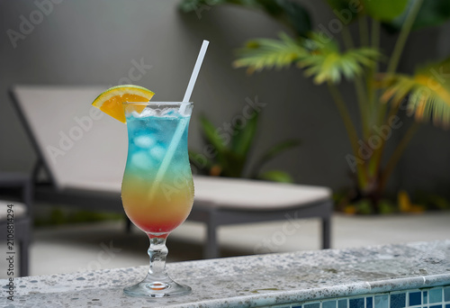 Tropical layered cocktail w...