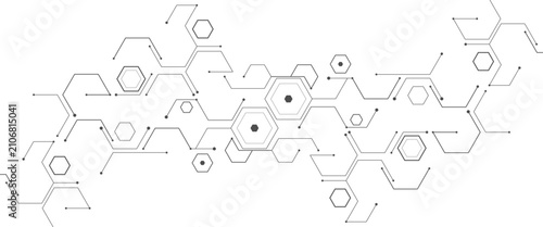 Vector hexagons pattern geometric simple hexagonal line and dot elements medical technology illustration background