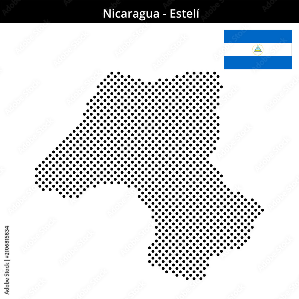Fototapeta premium Map of Nicaragua region Estelí in medium sized cross shaped dots