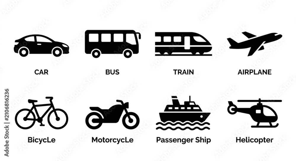 Obraz premium Transportation Vehicle Icon Set