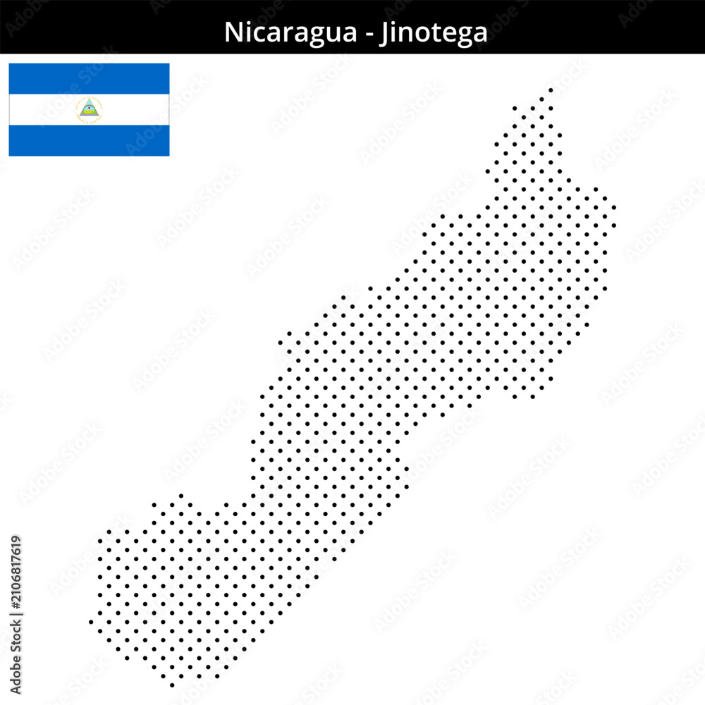 Obraz premium Map of Nicaragua region Jinotega in small cross shaped dots
