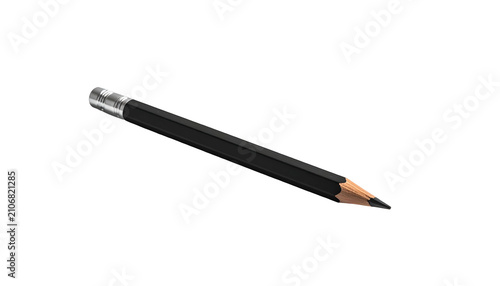 Black pencil with silver ferrule and eraser point on dark background