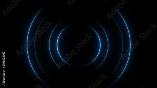 Abstract neon circle radio waves looping background. Abstract neon radio waves signal.Radio wave signal, radar concept.Motion graphics of radio waves seamless video