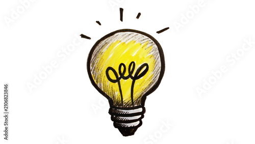 Canvastavla Isolated hand drawn lightbulb illustration representing a bright idea or creativ