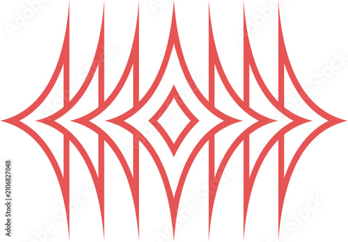 Foto Abstract symmetrical red line art illustration