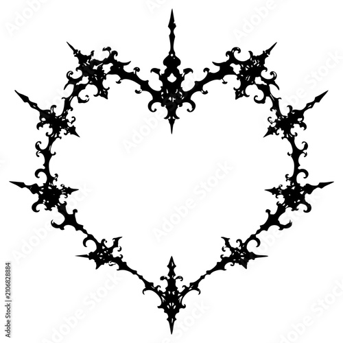 Konstfotografi Gothic Thorn Heart Frame with Symmetrical Sigil Crest and Ritual Ornament