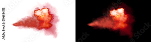 Tableau sur toile Red smoke cloud with billowing fog burst texture and soft trails for cinematic o