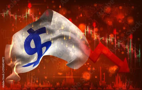 Dollar, vector 3d flag financial exchange trend down