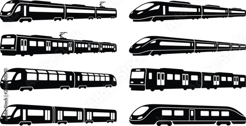 Bild auf Leinwand Modern passenger trains electric subway cars and high speed bullet train locomot