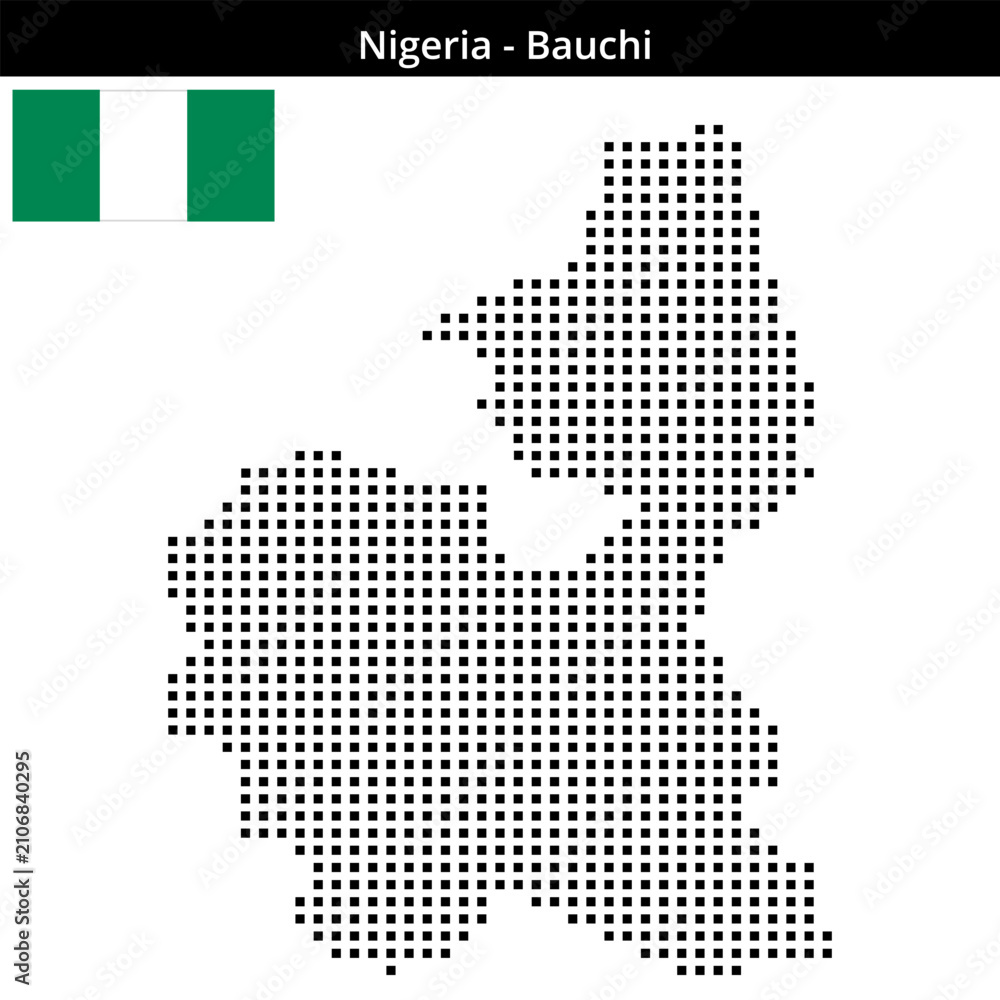 Fototapeta premium Map of Nigeria region Bauchi in medium size square dots