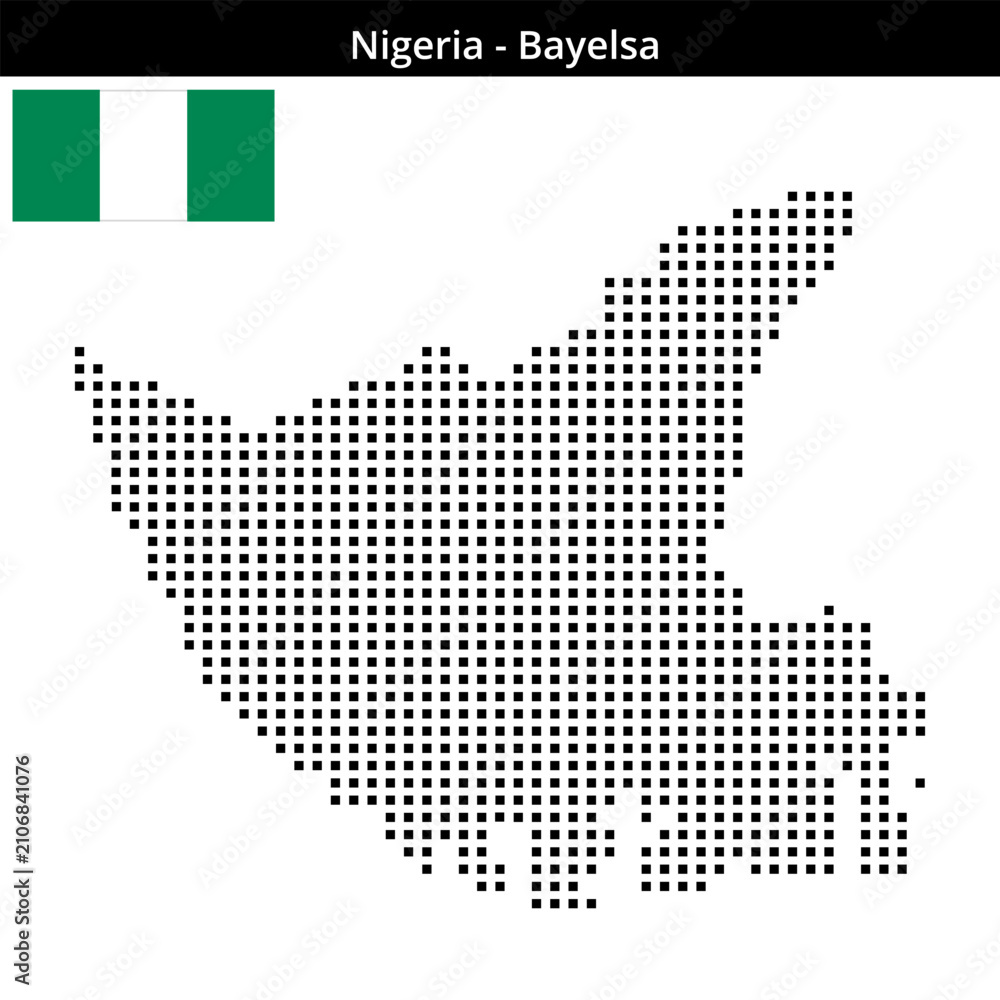 Fototapeta premium Map of Nigeria region Bayelsa in medium size square dots