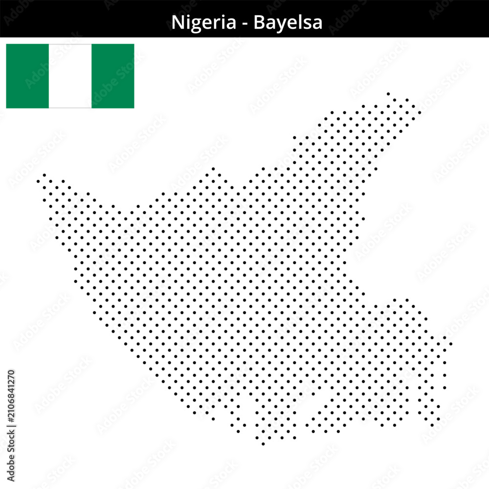 Obraz premium Map of Nigeria region Bayelsa in small cross shaped dots