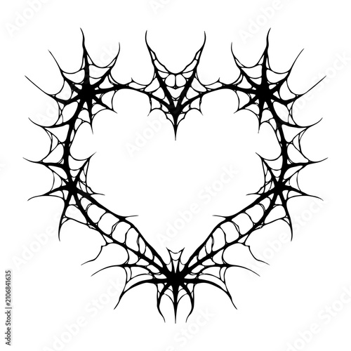 Fotografía Cyber Sigil Heart Frame with Webbed Thorn Pattern and Gothic Ornament