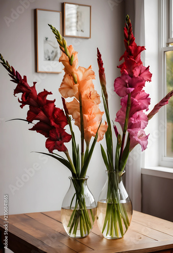 Colorful gladiolus flowers ...