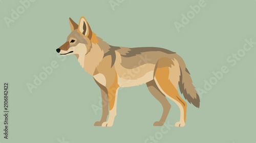 Flat illustration of an African wolf