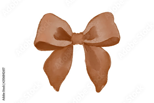 Cute Classic Brown Watercolor Ribbon Bow Clipart For Gift Wrapping
