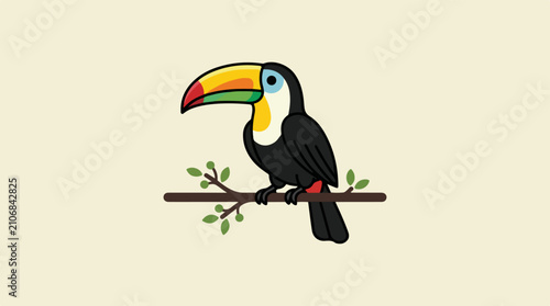 Flat illustration of a toucan